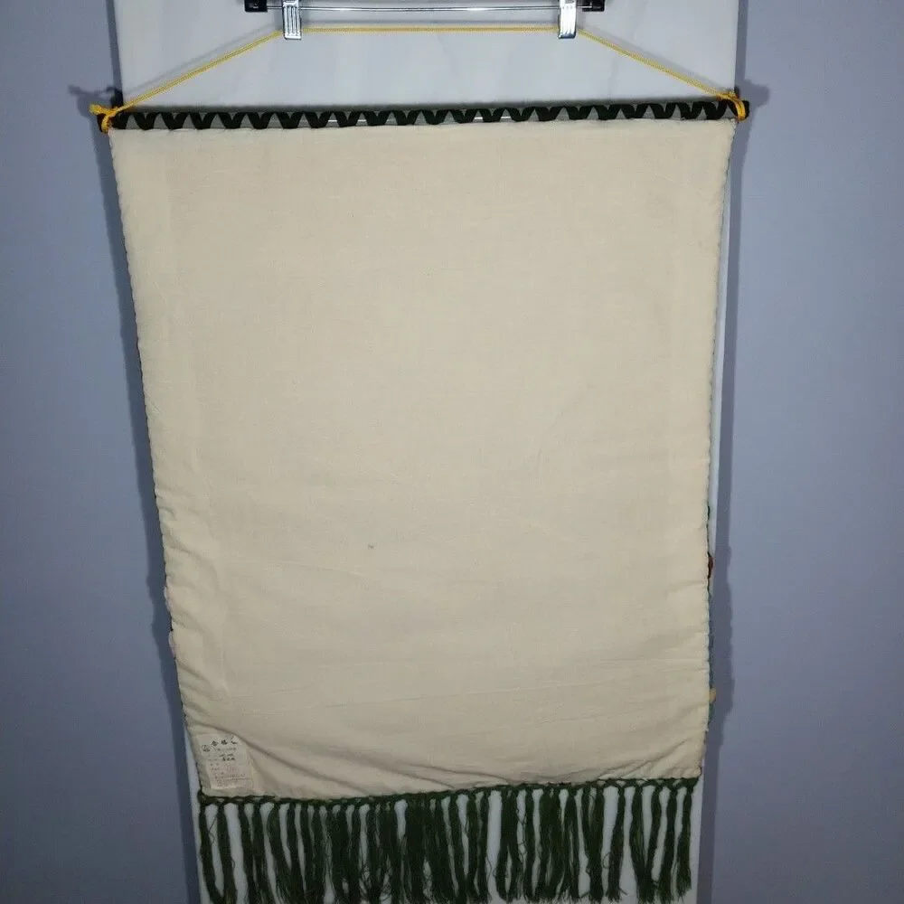 Vintage Chinese 3D Hand Embroidered Great Wall Tapestry Wall Hanging 24.5x31